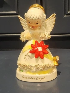 Vintage 50er Jahre Napco Engel Figur Dezember Geburtstag Mädchen A1372 Figur - Bild 1 von 8