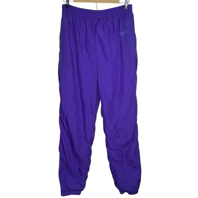 Pantalones de chándal de colección Reebok Y2K M púrpura cortavientos cremallera al tobillo retro nailon jogger años 90 Foto 1 de 4