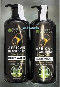(2 Stück) Natürliche Wunderz 100 % Natürliche AFRIKANISCHE SCHWARZE SEIFE + Sheabutter KÖRPERWÄSCHE - Bild 1 von 3