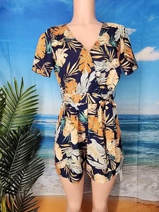 NWT Cupshe Tropical Blue Orange Green Romper Size Small - Picture 1 of 7