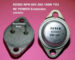 KD503 NF Leistungs Transistor TESLA npn 90 V 20 A 150 W Ft 2MHz TO-3 - Bild 1 von 2