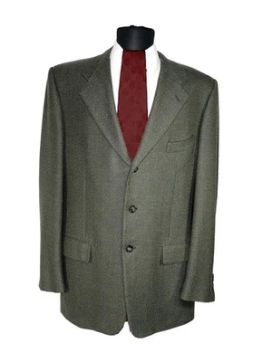 Blazer Corneliani Para Hombres Gris con Influencia Oliva Rayas 3 Botones Lana 42L Foto 1 de 4
