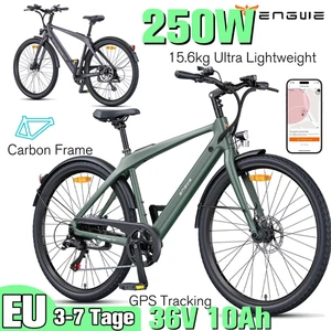 Bicicleta eléctrica de fibra de carbono ENGWE N1 AIR 250W SHIMANO 7 velocidades 26'' E-Citybike 100KM - Imagen 1 de 25