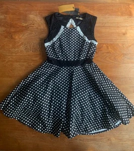 BNWT Black & White Classic Tricot Polka Dot Rockabilly Dress Size S/M - Picture 1 of 15