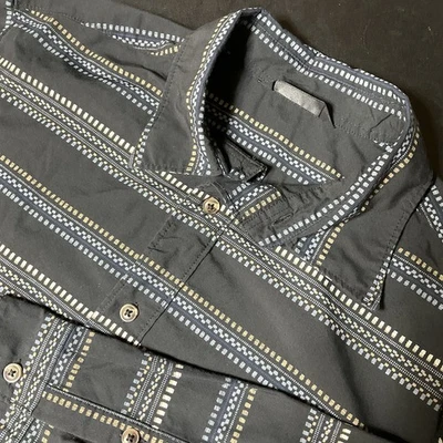 The North Face Shirt Men Large Black Striped Long Sleeve Southwest Aztec Outdoor - Image 1 of 4
