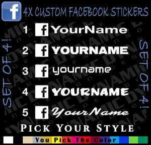 (4)x Custom Facebook Stickers username your name vinyl decal sticker JDM drift - Picture 1 of 3