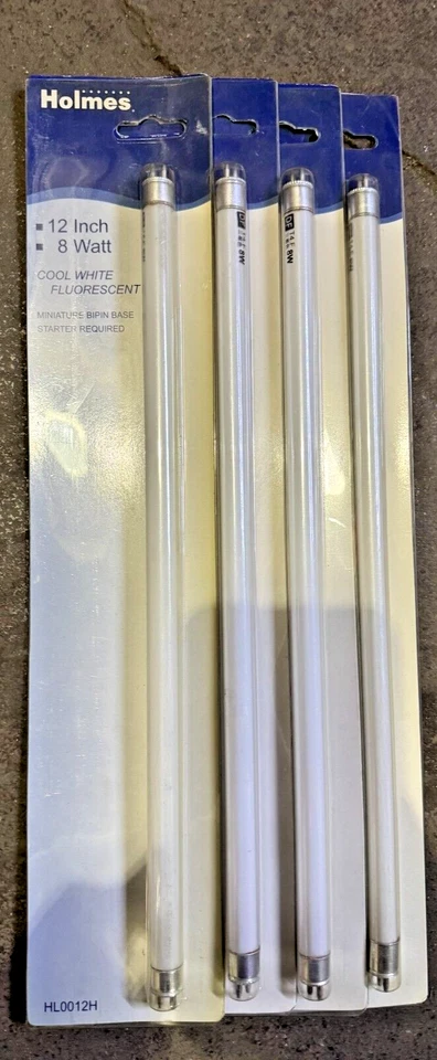 Set Of 4 Holmes 8 Watts 12 Inch Cool White Fluorescent Tube Light Bulb NEW - Image 1 of 1