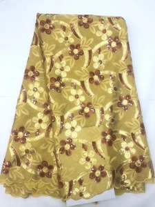 Neue Designs afrikanische Spitze Stoff bestickt mit Pailletten Hochzeit Abend 5 Yards - Bild 1 von 3