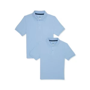 2-PacK Wonder Nation School Uniform Pique Polo Shirts Boys XS (4-5) Blue Cotton - Picture 1 of 5