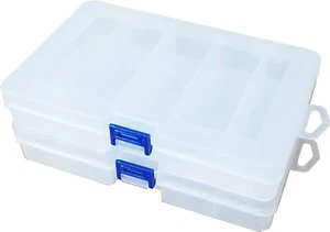Fishing tackle Clear lure baits box 5 Grids Storage box Blue lock catch - Picture 1 of 6