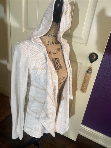 OFF WHITE "Felpa con cappuccio bianca avorio beige a righe maniche aperte L 42"" 26"""