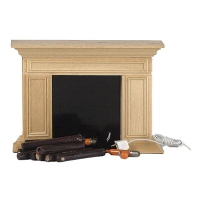 Dolls House Willmsberg Light Up Log Fireplace Electric Bare Wood Unfinished - Image 1 of 4