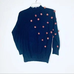 Zara girls navy red pom pom knit sweater size 8 - Picture 1 of 7