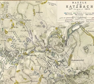 Schlachtfeldplan Katzbach aus Alison Militäratlas 1813 Kneipe 1875 - Bild 1 von 3