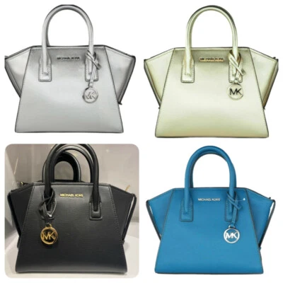 Michael Kors Avril Small Top Zip Pebbled Leather Satchel Crossbody Bag - Image 1 of 3