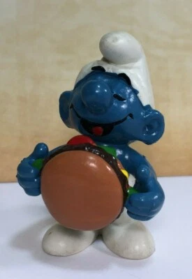 Figura de juguete de PVC Peyo vintage 1983 Pitufos 20158 hamburguesa pitufo Foto 1 de 4