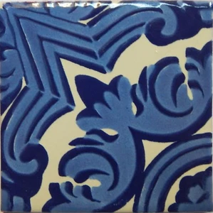 Mexican Tile Talavera Tiles High-Quality Hand Painted Blue Tile T-35 - Picture 1 of 2