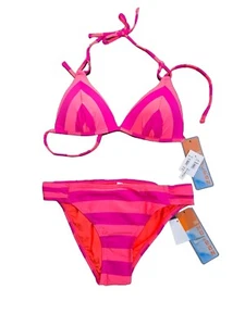 NWT In Mocean 2 - Piece Swimwear Pink/Orange Stripe -Top Sz L - Bottom Sz M - Picture 1 of 13