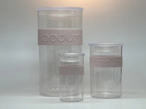 Bodum Presso Clear Storage Jar Canister  Set Strawberry 3pc Rare color - Picture 1 of 10