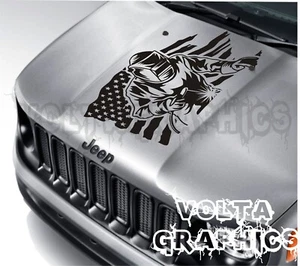 Vinyl hood decal for Jeep Renegade 2015-2024 American welder welding USA flag - Foto 1 di 1