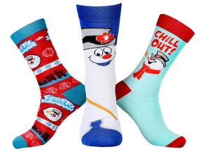 Frosty The Snowman Adult Holiday 3 Pair Size 8-12 Crew Socks Christmas Stocking - Picture 1 of 3