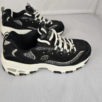 Skechers D'Lites "Me Time" 女式运动鞋黑色/白色 11936W 尺码 6  — 第 1/4 张图片