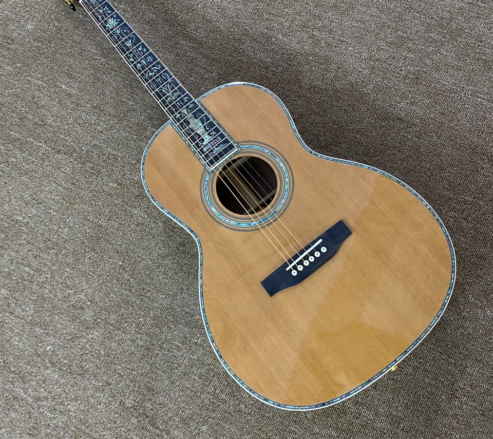 Классическая акустическая гитара 00045 инкрустация абалоном верх из цельной ели черное дерево лад - Изображение 1 из 4