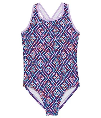 Купальник цельный для девочек L.L.Bean L101611 Rich Purple Geo водные виды спорта размер 12 - Изображение 1 из 4