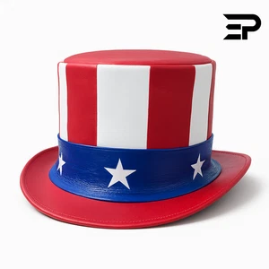 Sombrero de copa de cuero hecho a mano patriótico estilo bandera de Estados Unidos inspirado en el Tío Sam sombrero occidental - Imagen 1 de 5
