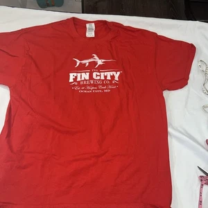 Camiseta The Fin City Brewery XL Camiseta Roja Gráfica Manga Corta Ocean City Md 266 - Imagen 1 de 8