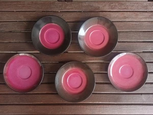 Heide Stil Keramik Himbeere & Schwarz Vintage Untertasse Teller 5er Set - Bild 1 von 24