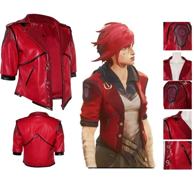 Arcane League of Legends Vi The Piltover Enforcer CosplayCostume Coat Red Jacket