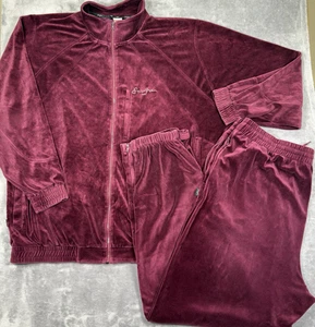 Vintage Sean John Tracksuit Mens 3XLT Red Velour Streetwear Hip Hop Set Y2K - Picture 1 of 19