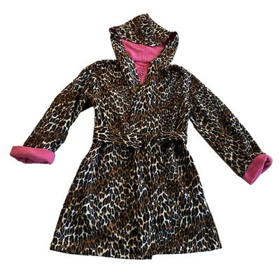 BETSEY JOHNSON Bata de Vellón para Mujer S Pequeña Estampado de Leopardo con Cinturón y Capucha Bata Suave Foto 1 de 4