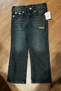 True Religion Jeans 4 Kids Childrens Toddlers Boys Girls Blue Bootcut Flap - Picture 1 of 8