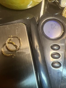 14 K Yellow Gold, Dainty, Smooth Hoop Earrings X8 - Picture 1 of 5