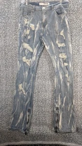 ARMOR Jeans Mens 34 Stacked Straight Flared Zip Leg Hip Hop Skater Streetwear - Picture 1 of 12