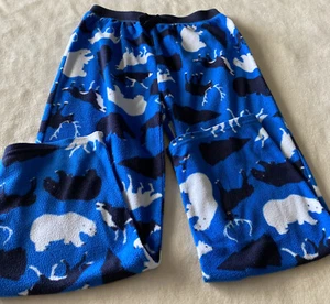 Childrens Place Boys Blue White Polar Bears Moose Husky Fleece Pajama Pants 7-8 - Picture 1 of 7