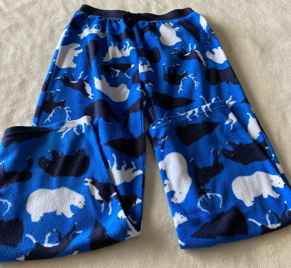 Pantalones de pijama de vellón husky alce osos polares azul blanco para niños 7-8 Foto 1 de 4