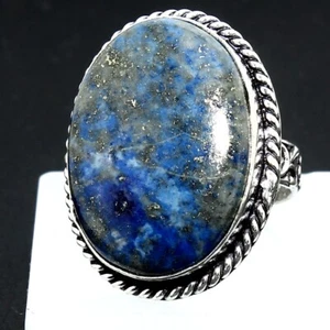 Natürlicher blauer Lapislazuli ovaler Edelstein handgefertigter Ring Geschenk für Schmuck Größe 7 - Bild 1 von 5