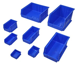 Blue Plastic Parts Bins - Component Storage Boxes Picking Boxes Garage Workshop - Picture 1 of 12