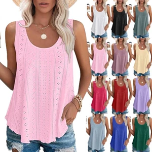Womens Sleeveless Vest Tops Ladies Summer Casual T-Shirt Tank Blouse Plus Size - Picture 1 of 15
