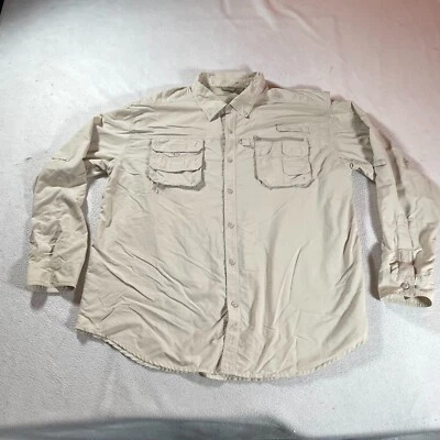 Quest вентилируемая рубашка мужская 2XL XXL желтовато-коричневая на пуговицах рыба уличная рыбалка лагерь лодка - Изображение 1 из 4