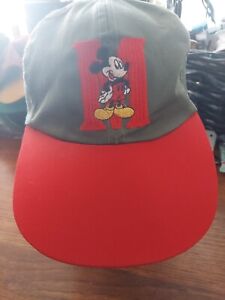 VINTAGE Disney Hat Cap One Size Fits all, Green Red Mickey Mouse Logo Mens 90s