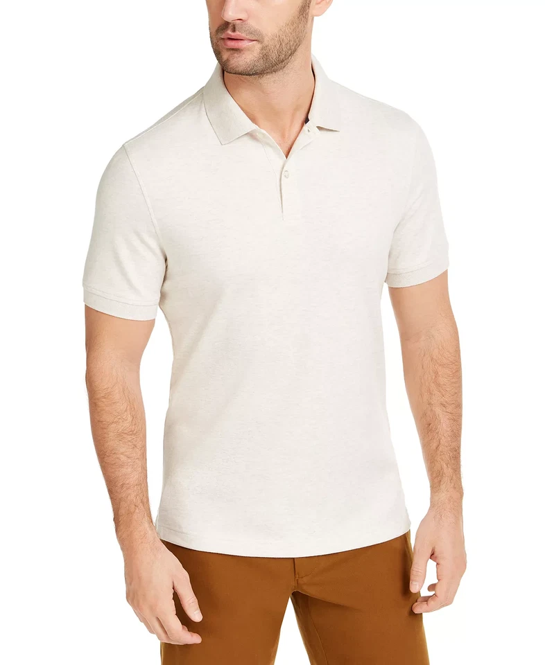 Camisa polo masculina pique manga curta algodão tamanho médio Club Room creme 1831 - Imagem 1 de 4