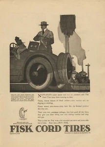 Fisk Cord Tires - 1918 - Vintage Automobile Tire Advertisement  - Bild 1 von 1