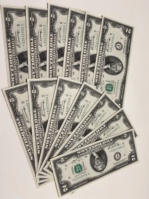 1976 Error Ink 13 Consecutive UNC Birth Year *Star Notes* $2 Bills  F00021923-35 - Image 1 of 3