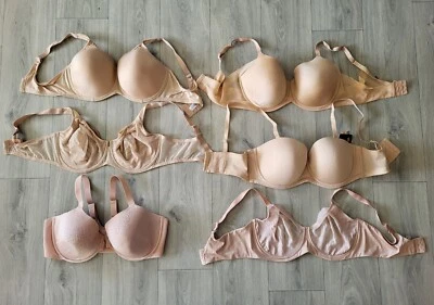 LOTE DE 6 sujetadores Wacoal talla 42DD figura completa suavizante con aros elevación sin tirantes Foto 1 de 4