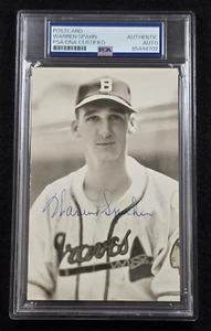 WARREN SPAHN Signed Real Photo Postcard-HALL OF FAME-MILWAUKEE BRAVES-PSA - Picture 1 of 4