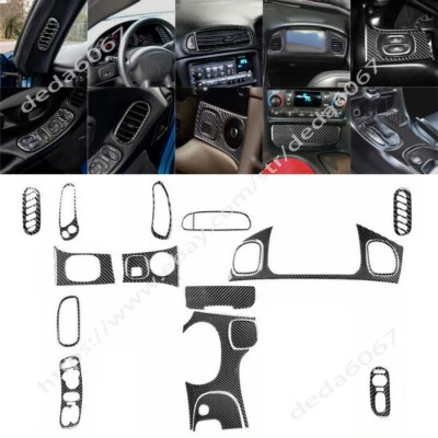 Juego completo de cubierta interior de fibra de carbono de 18 piezas para Chevrolet Corvette C5 1998-04 Foto 1 de 4